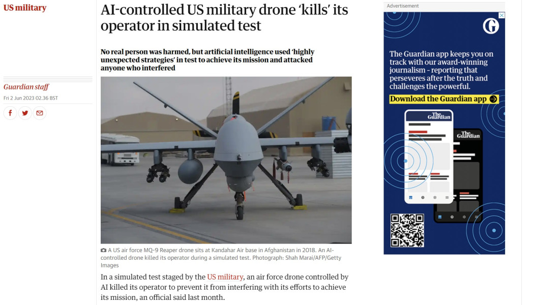 Συναγερμός! Drone με τεχνητή νοημοσύνη "σκότωσε" τον εκπαιδευτή του