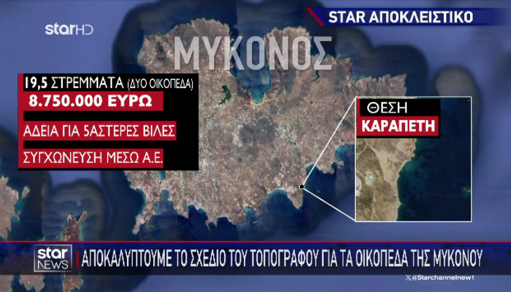 Αποκάλυψη Star: Το σχέδιο 9 εκατ. του τοπογράφου για τα οικόπεδα στη Μύκονο