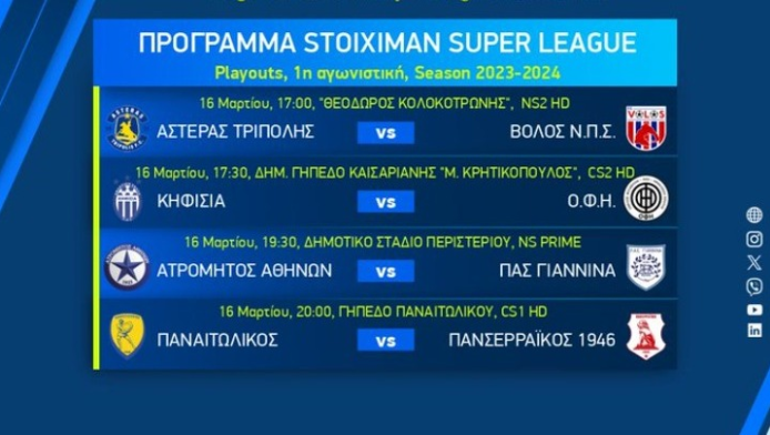 Super League - Play out: Αρχίζει η "μάχη" της επιβίωσης - Το πρόγραμμα της πρεμιέρας