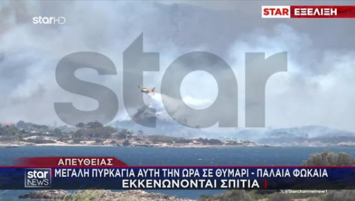 Καίγονται σπίτια στο Θυμάρι, διακοπή κυκλοφορίας - Σκληρές εικόνες (ΒΙΝΤΕΟ)