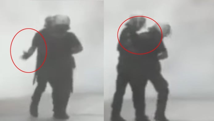 Άνδρας των ΜΑΤ, ρίχνει σφαλιάρα σε συνάδελφό του