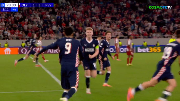 "Πάγωσε" το "Καραϊσκάκης" στο 93' ο Πέπι - Το 1-1 της PSV (ΒΙΝΤΕΟ)