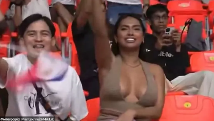 Η οπαδός χοροπηδούσε από χαρά και μετά της έπεσε το ντεκολτέ (BINTEO)