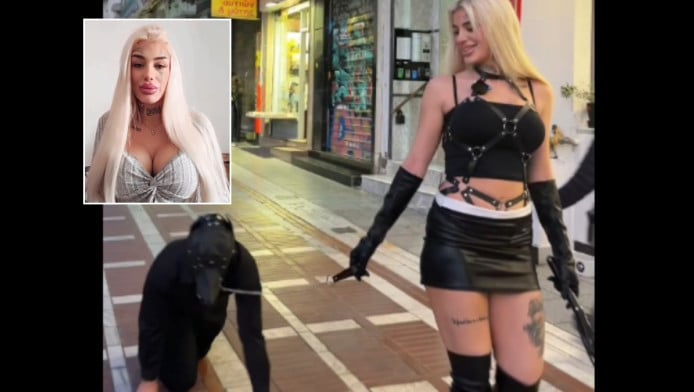 Μοντέλο του OnlyFans πήγε βόλτα τον σύντροφό της με λουρί - "Ζηλεύετε..."