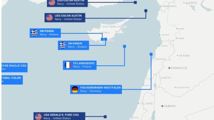 Χάρτης με τη ευρωπαϊκή ναυτική «ασπίδα» γύρω από την Κύπρο