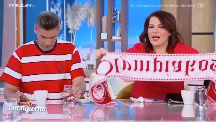 Η Ζαρίφη με κασκόλ Ολυμπιακού πανηγύρισε την Euroleague στο MEGA (ΒΙΝΤΕΟ)