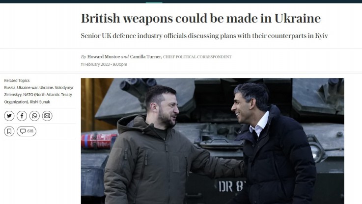 Οι Βρετανοί δεν θέλουν να στείλουν όπλα στην Ουκρανία, αλλά να τα παράγουν εκεί!