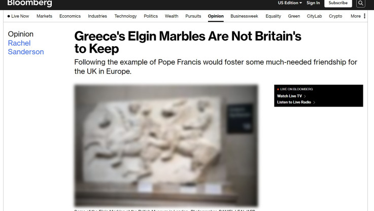 Δημοσίευμα -ΒΟΜΒΑ- από Bloomberg για τα γλυπτά του Παρθενώνα! Βάζει μπουρλότο στην Αγγλία