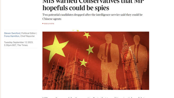 Ύποπτοι για κινεζική κατασκοπεία δύο υποψήφιοι βουλευτές των Συντηρητικών στο Ηνωμένων Βασίλειο