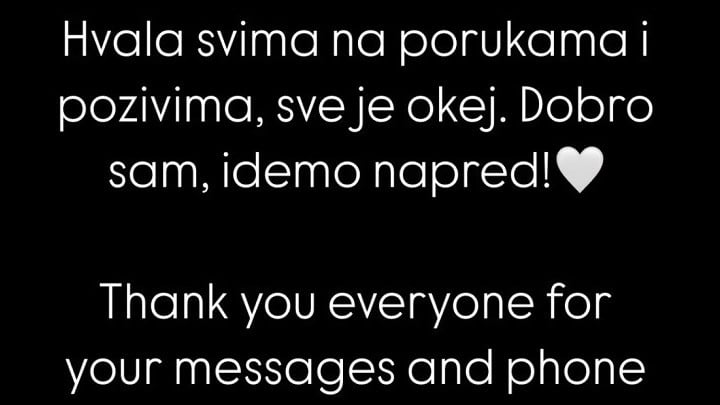 Ντίβατς: «Είμαι καλά, σας ευχαριστώ»