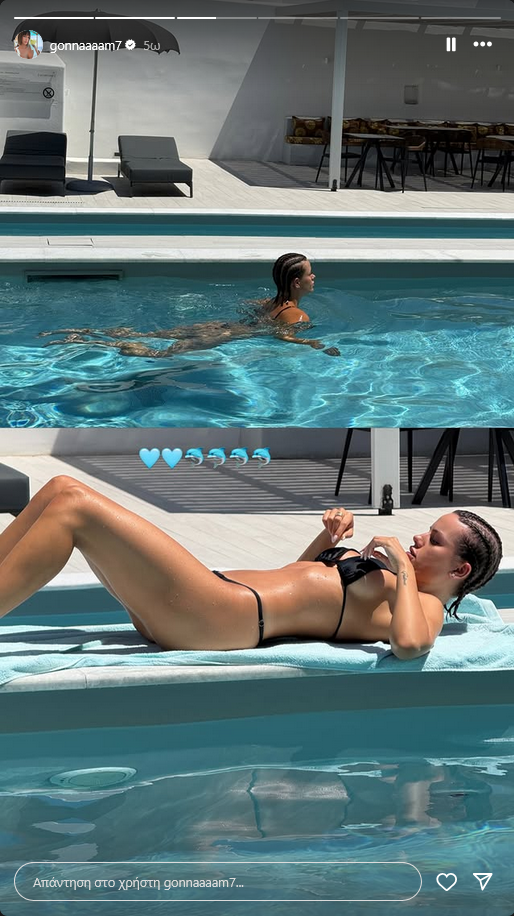 "Κόλαση" στη Ρόδο η Μαριγκόνα με μικροσκπικό μαύρο μαγιό (ΦΩΤΟ)