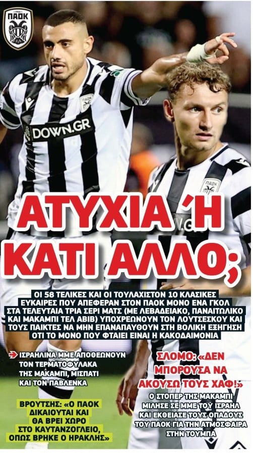 Προβληματισμός στον ΠΑΟΚ! Εξηγήσεις Λουτσέσκου για τις χαμένες ευκαιρίες
