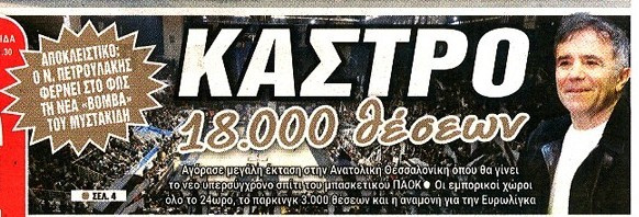 Τρελαίνει τους οπαδούς τού ΠΑΟΚ ο Μυστακίδης - Νέο γήπεδο 18.000 θέσεων!